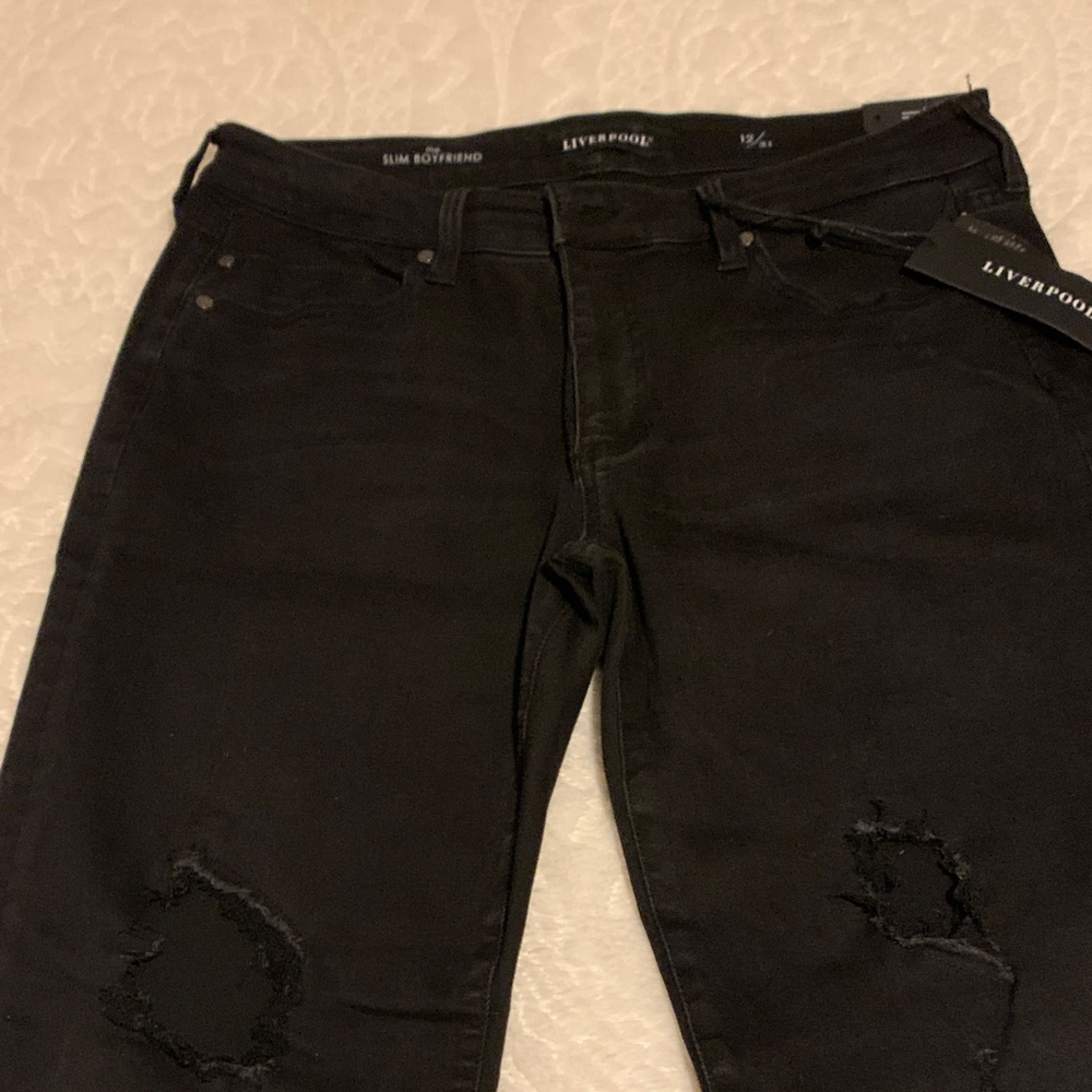 NWT - LIVERPOOL Slim Boyfriend - Distressed Black Jeans